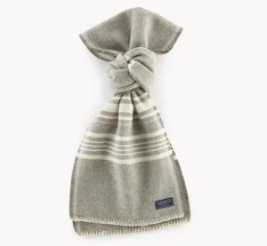12264 Faribault Woolen Mills Weekender Stripe Wool Scarf Silver Heather/Natural
