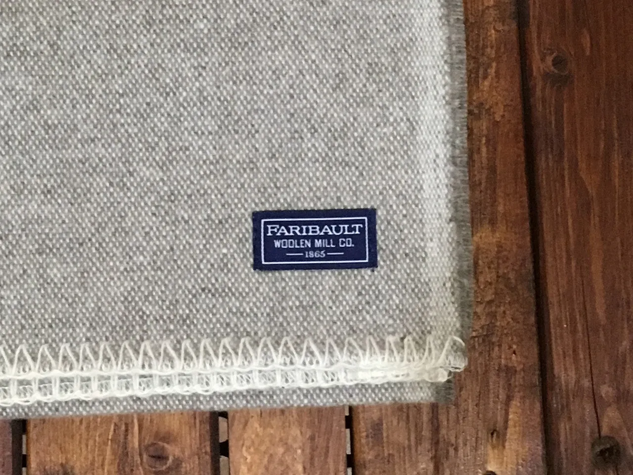 12264 Faribault Woolen Mills Weekender Stripe Wool Scarf Silver Heather/Natural