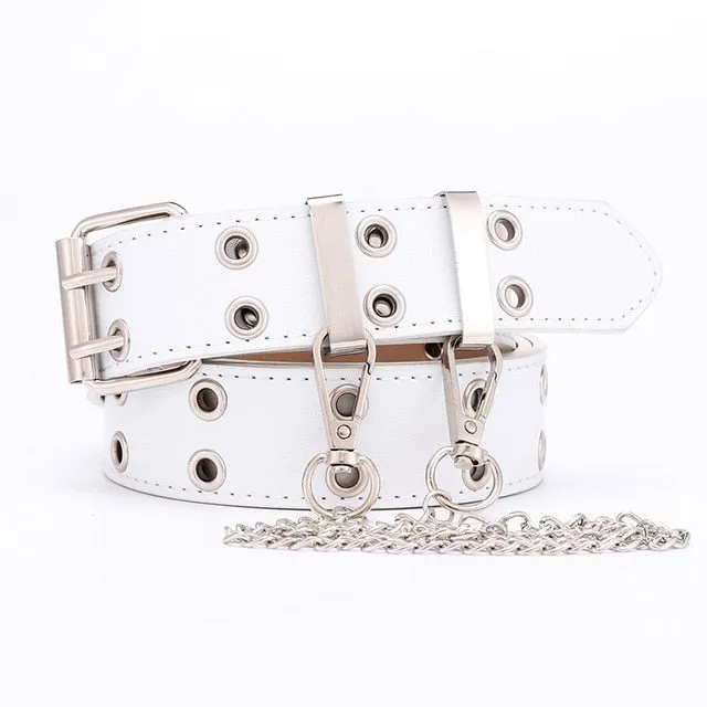 2020 New Designer's Famous Brand Leatherhigh Quality Belt Fashion Alloy Double Ring Circle Buckle Girl Jeans Dress Wild Belts