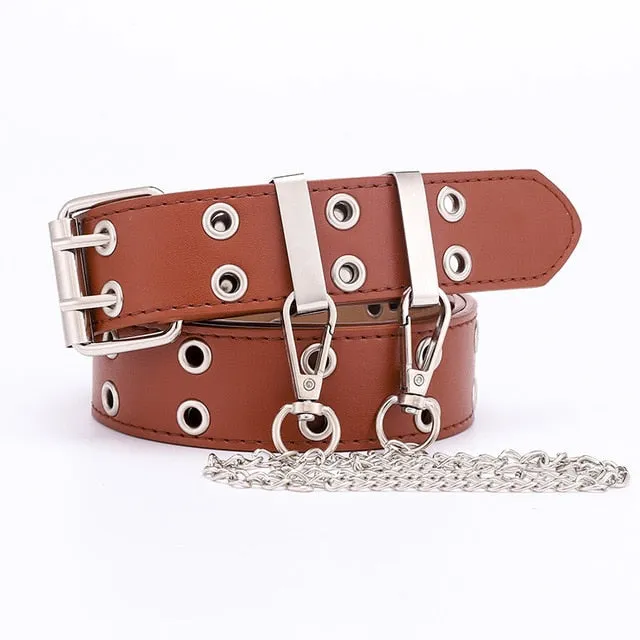2020 New Designer's Famous Brand Leatherhigh Quality Belt Fashion Alloy Double Ring Circle Buckle Girl Jeans Dress Wild Belts