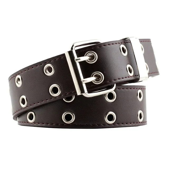 2020 New Designer's Famous Brand Leatherhigh Quality Belt Fashion Alloy Double Ring Circle Buckle Girl Jeans Dress Wild Belts