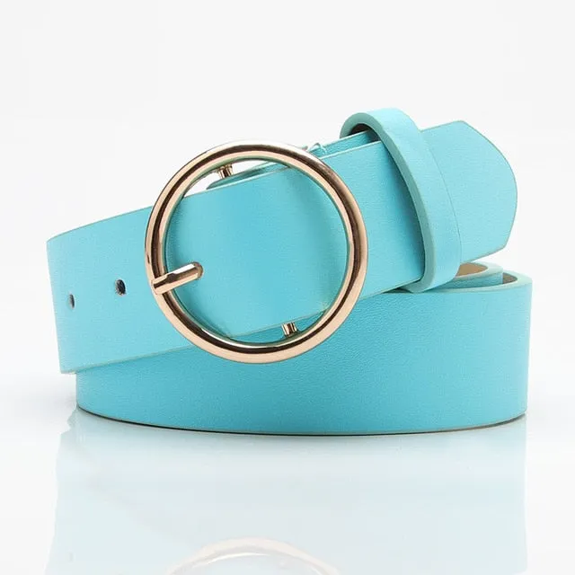 2020 New Designer's Famous Brand Leatherhigh Quality Belt Fashion Alloy Double Ring Circle Buckle Girl Jeans Dress Wild Belts