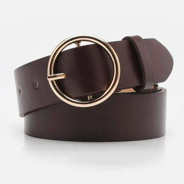 2020 New Designer's Famous Brand Leatherhigh Quality Belt Fashion Alloy Double Ring Circle Buckle Girl Jeans Dress Wild Belts