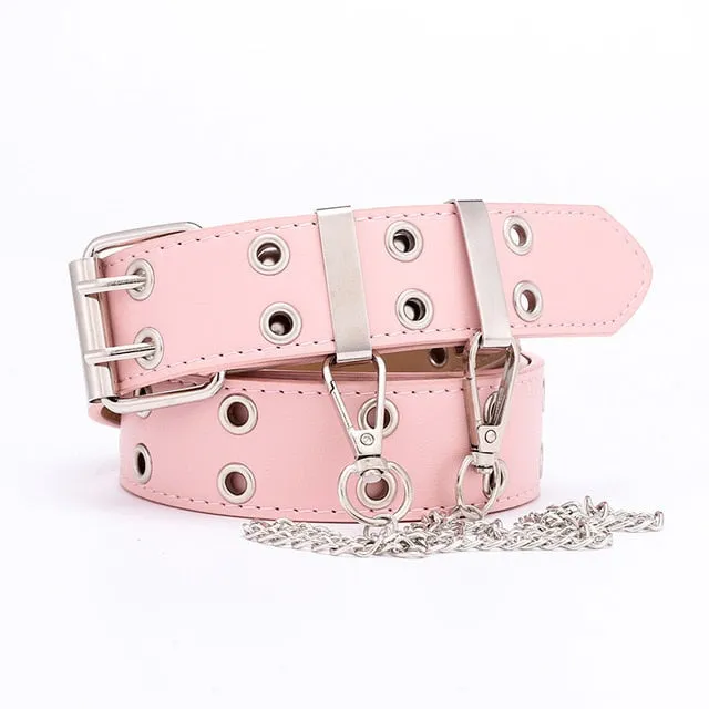 2020 New Designer's Famous Brand Leatherhigh Quality Belt Fashion Alloy Double Ring Circle Buckle Girl Jeans Dress Wild Belts