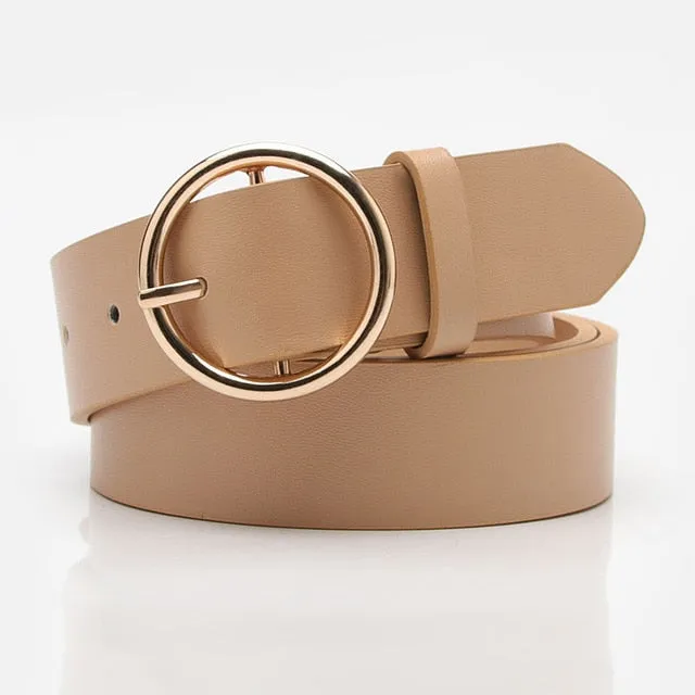 2020 New Designer's Famous Brand Leatherhigh Quality Belt Fashion Alloy Double Ring Circle Buckle Girl Jeans Dress Wild Belts