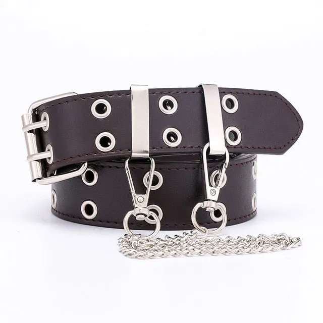 2020 New Designer's Famous Brand Leatherhigh Quality Belt Fashion Alloy Double Ring Circle Buckle Girl Jeans Dress Wild Belts