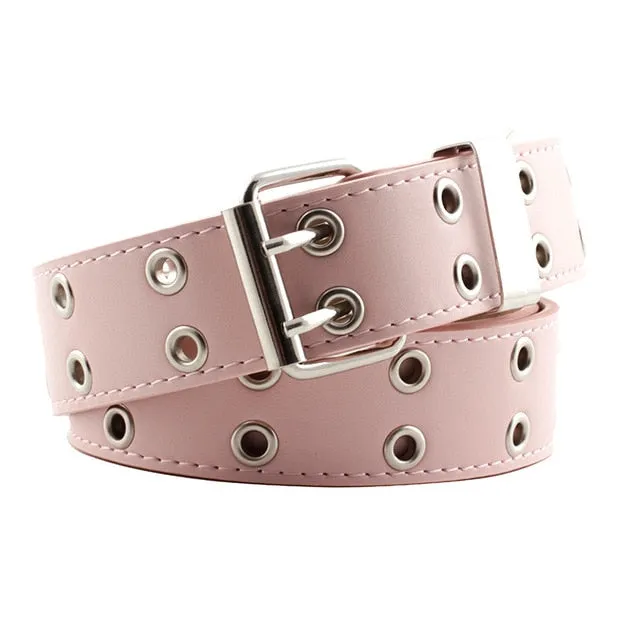 2020 New Designer's Famous Brand Leatherhigh Quality Belt Fashion Alloy Double Ring Circle Buckle Girl Jeans Dress Wild Belts