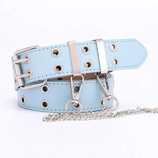 2020 New Designer's Famous Brand Leatherhigh Quality Belt Fashion Alloy Double Ring Circle Buckle Girl Jeans Dress Wild Belts