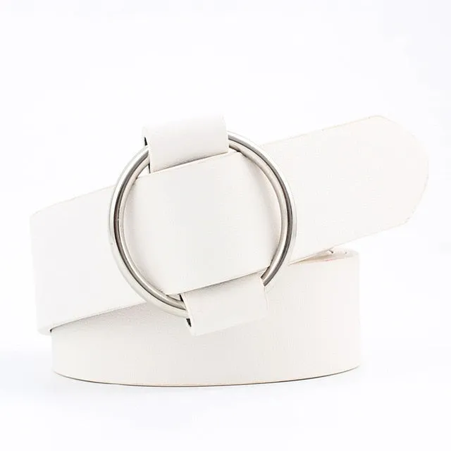 2020 New Designer's Famous Brand Leatherhigh Quality Belt Fashion Alloy Double Ring Circle Buckle Girl Jeans Dress Wild Belts