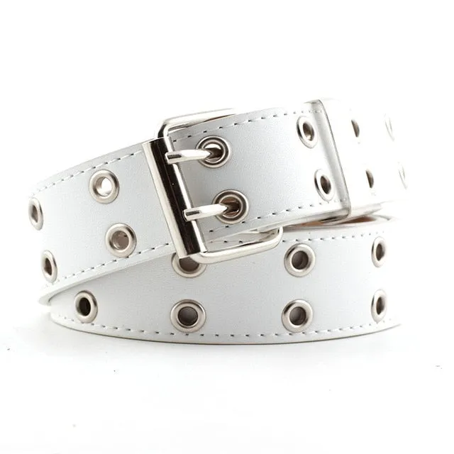 2020 New Designer's Famous Brand Leatherhigh Quality Belt Fashion Alloy Double Ring Circle Buckle Girl Jeans Dress Wild Belts