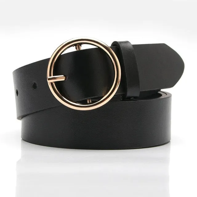 2020 New Designer's Famous Brand Leatherhigh Quality Belt Fashion Alloy Double Ring Circle Buckle Girl Jeans Dress Wild Belts