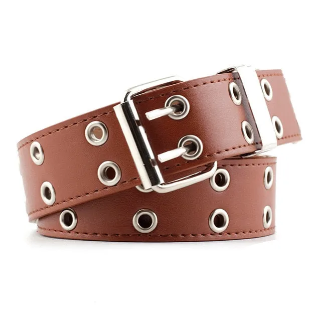 2020 New Designer's Famous Brand Leatherhigh Quality Belt Fashion Alloy Double Ring Circle Buckle Girl Jeans Dress Wild Belts
