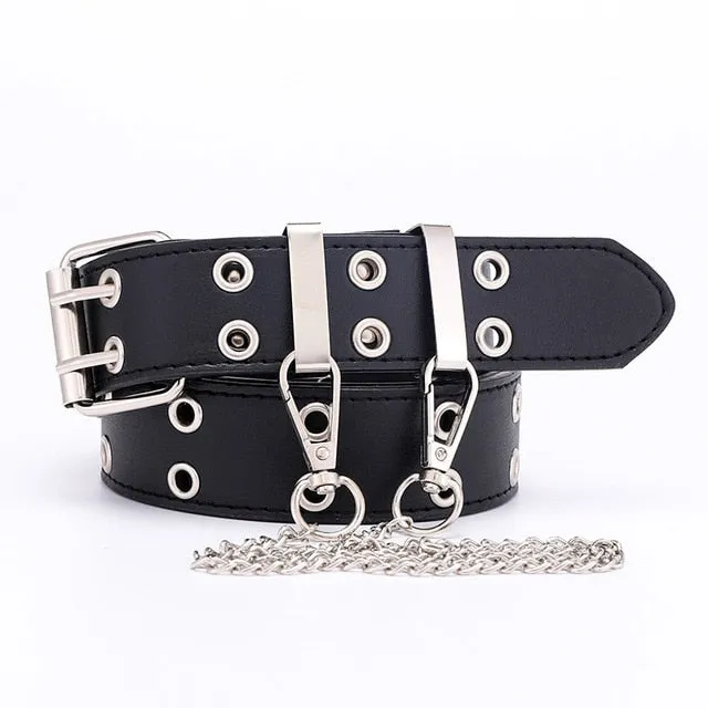 2020 New Designer's Famous Brand Leatherhigh Quality Belt Fashion Alloy Double Ring Circle Buckle Girl Jeans Dress Wild Belts