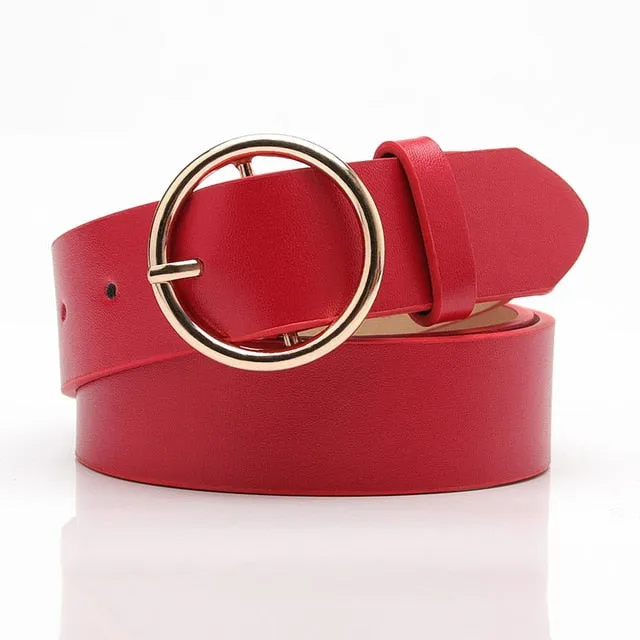2020 New Designer's Famous Brand Leatherhigh Quality Belt Fashion Alloy Double Ring Circle Buckle Girl Jeans Dress Wild Belts