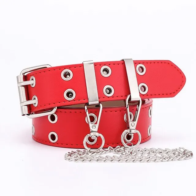 2020 New Designer's Famous Brand Leatherhigh Quality Belt Fashion Alloy Double Ring Circle Buckle Girl Jeans Dress Wild Belts
