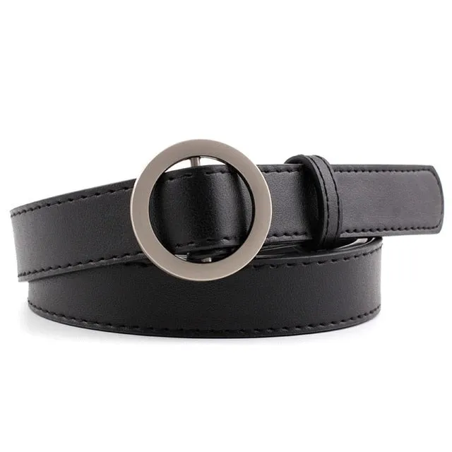 2020 New Designer's Famous Brand Leatherhigh Quality Belt Fashion Alloy Double Ring Circle Buckle Girl Jeans Dress Wild Belts