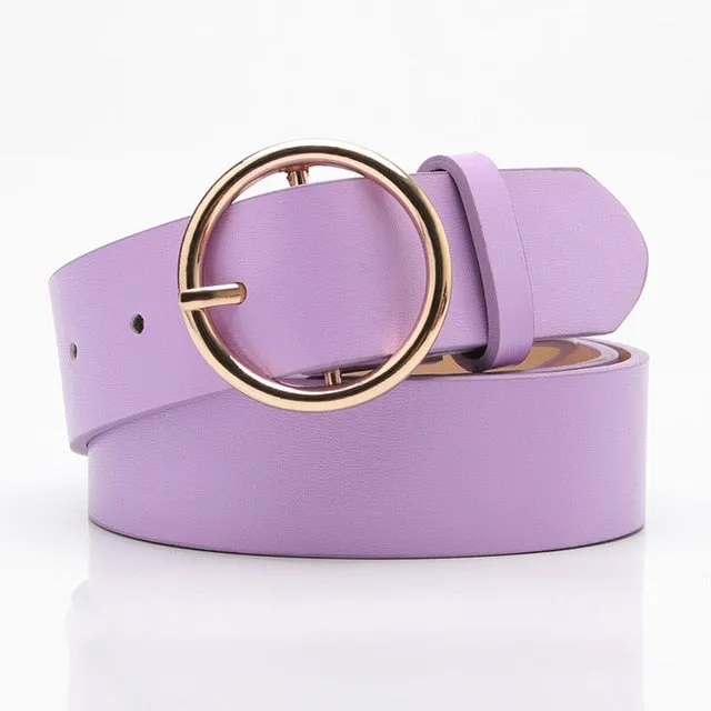 2020 New Designer's Famous Brand Leatherhigh Quality Belt Fashion Alloy Double Ring Circle Buckle Girl Jeans Dress Wild Belts