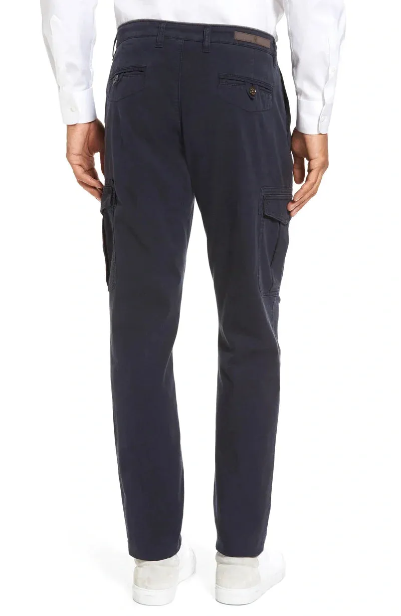$345 ELEVENTY - Contrast Piping Navy Blue Cotton Cargo Chino Pants - 38W