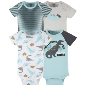4-Pack Baby Boys Dino Blues Short Sleeve Onesies® Bodysuits