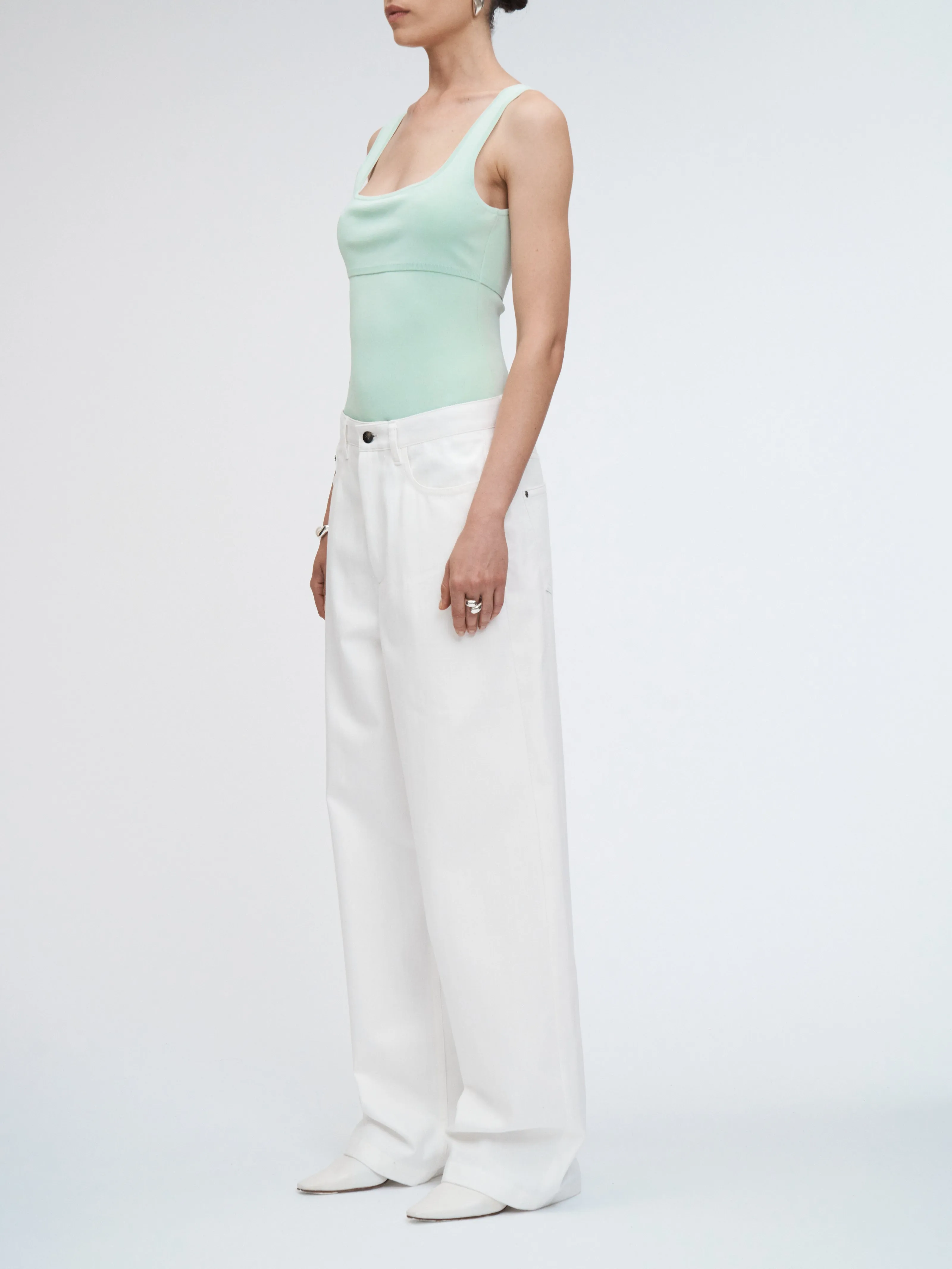 5 Pocket Wide Leg Jean in Snow White