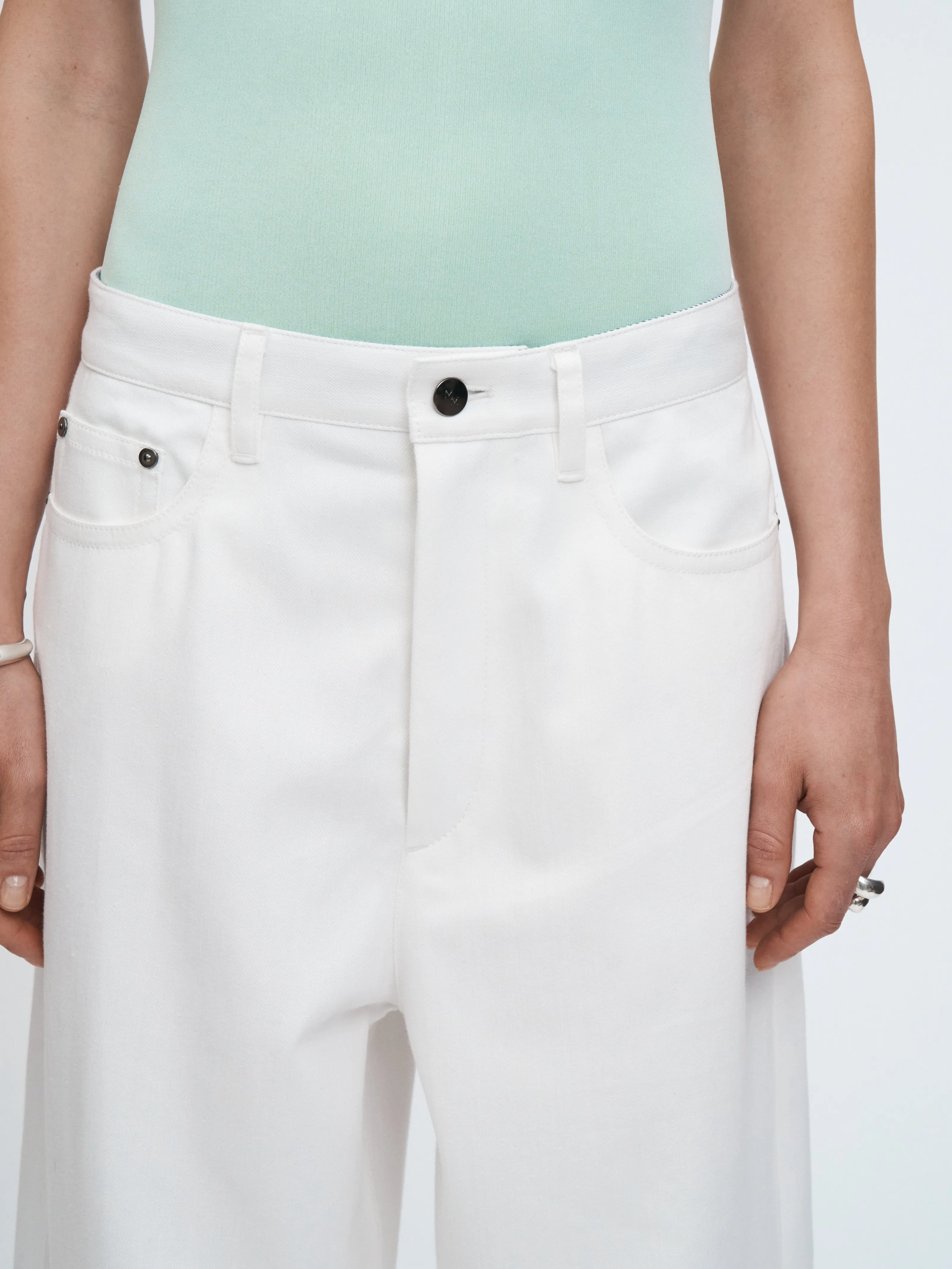 5 Pocket Wide Leg Jean in Snow White