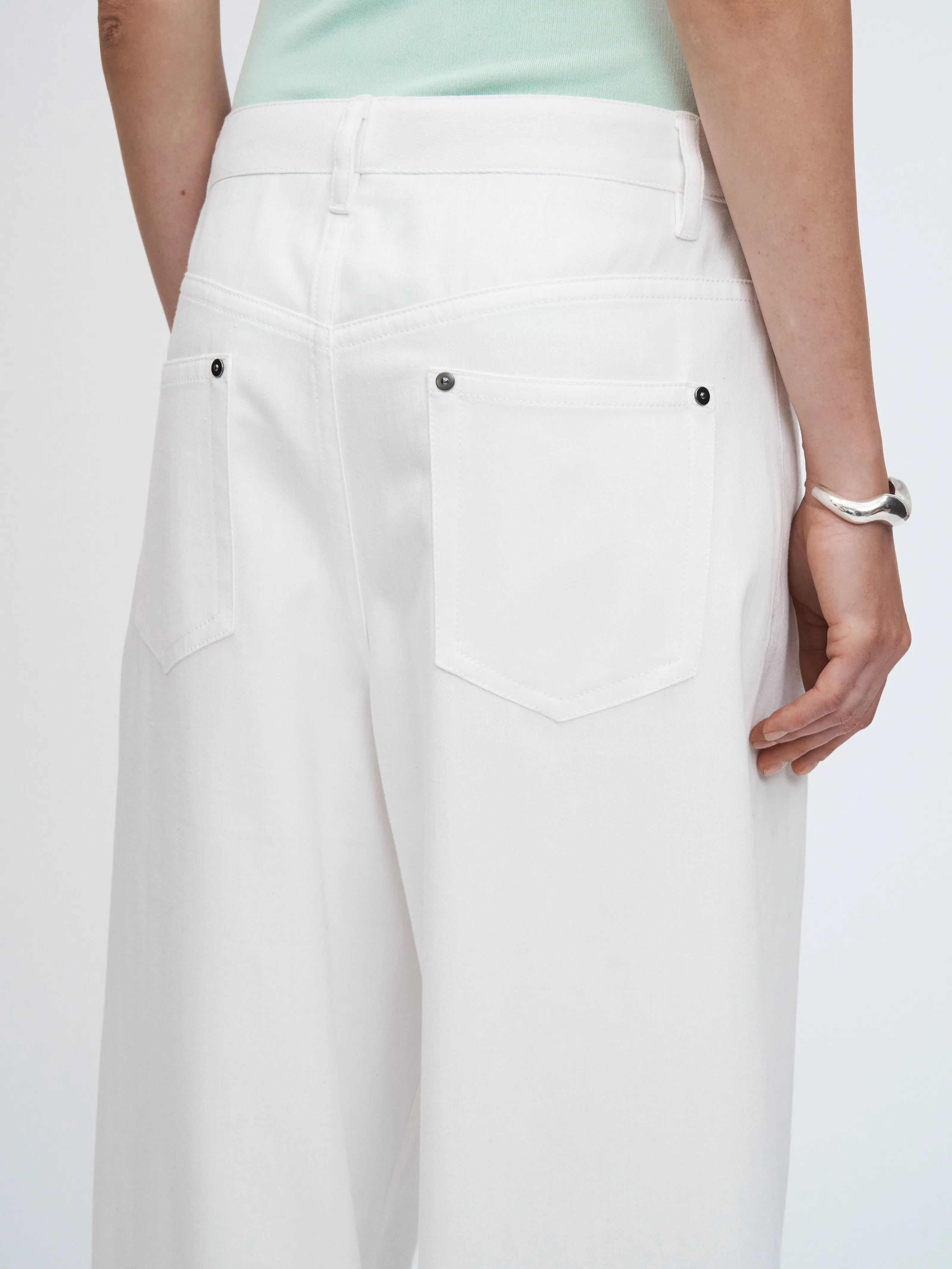 5 Pocket Wide Leg Jean in Snow White