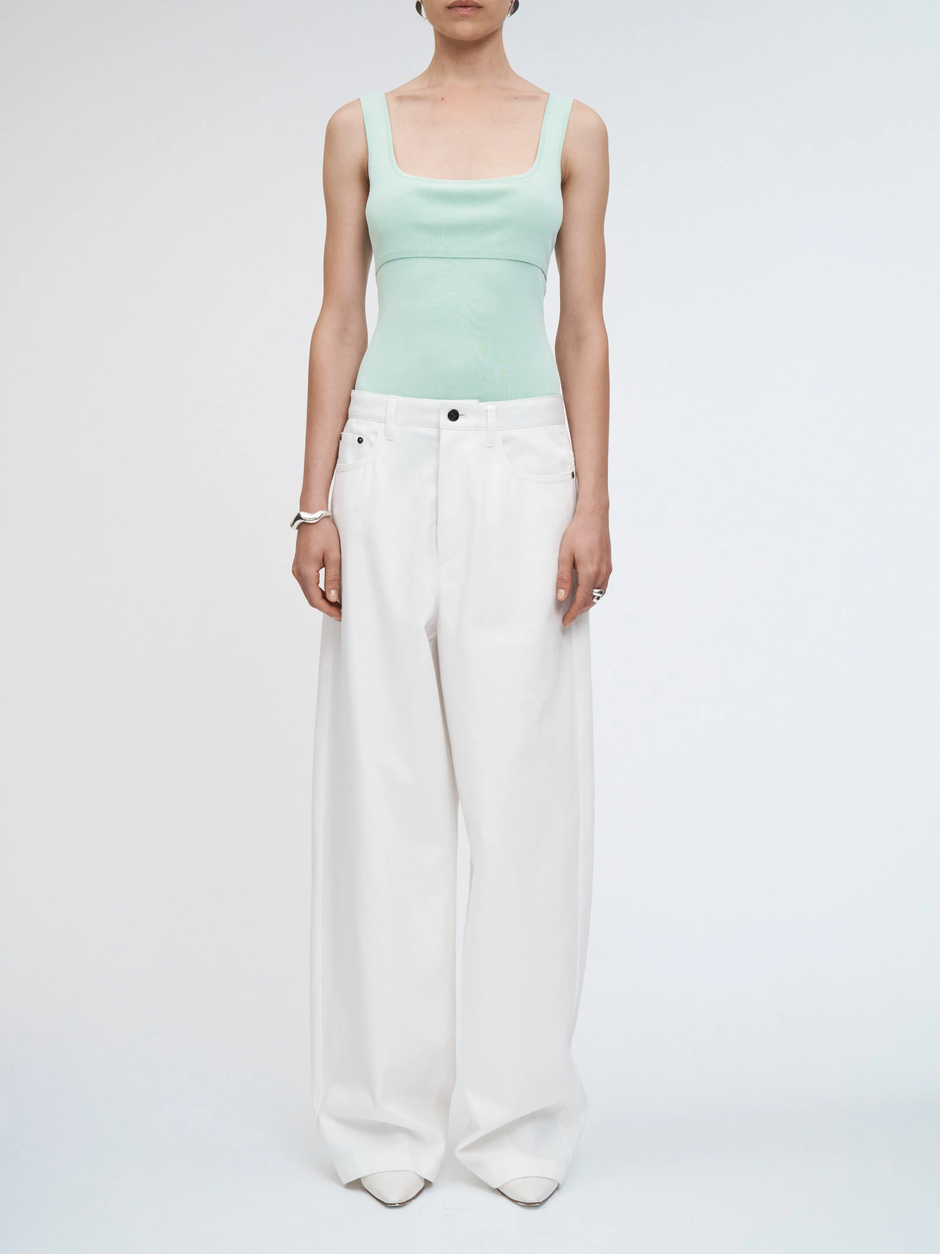 5 Pocket Wide Leg Jean in Snow White