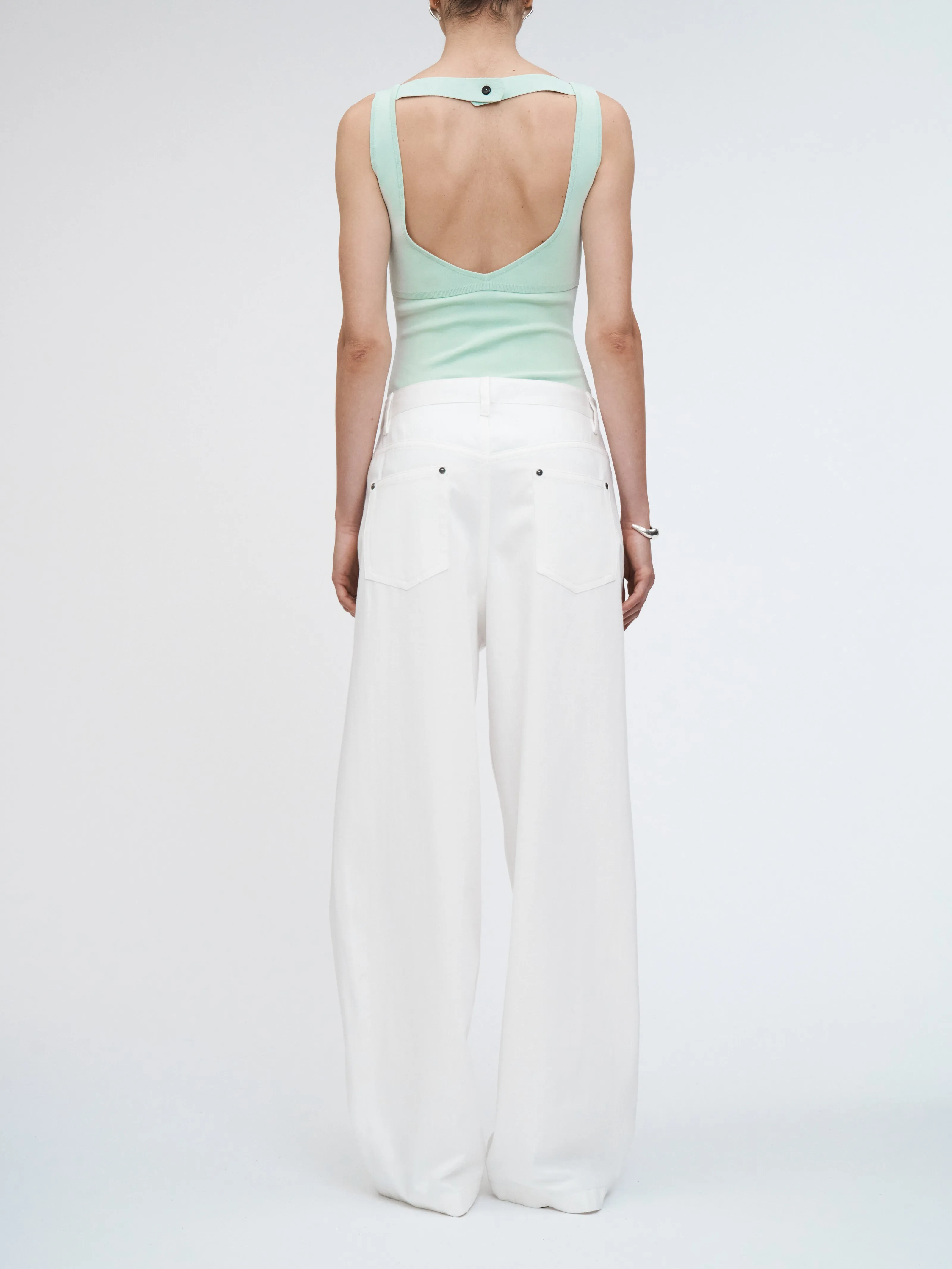 5 Pocket Wide Leg Jean in Snow White