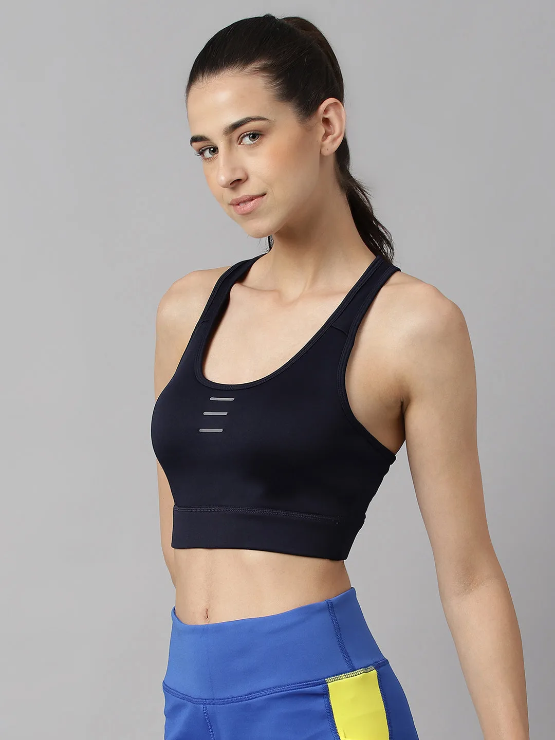 Alcis Women Navy Anti-Static Slim-Fit High Support Sports Bra