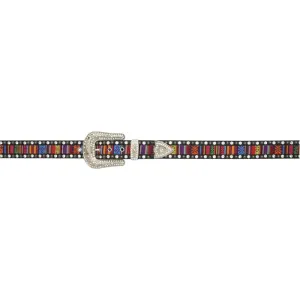 Angel Ranch 1 1/2" Black w/ Silver Studs & Clear Crystals Ladies' Fashion Belt
