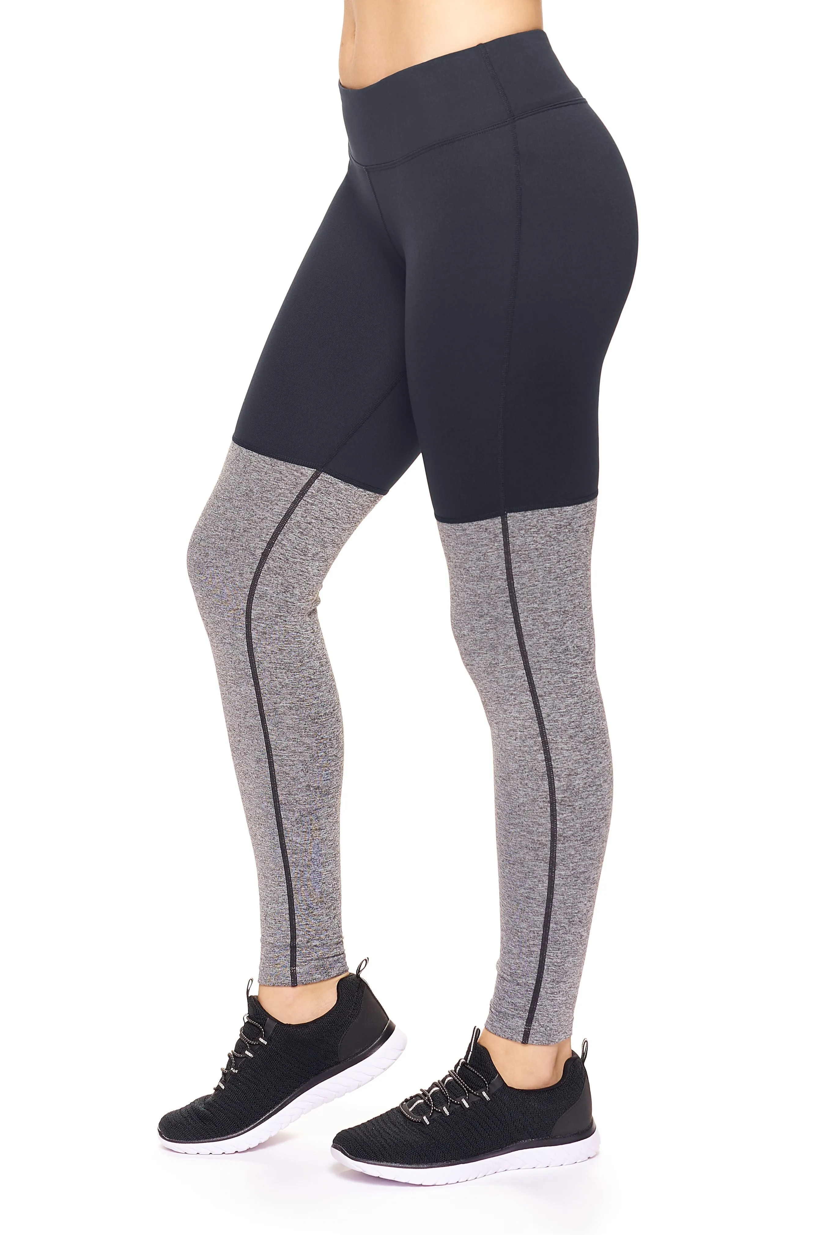 AQ1028 Mid-Rise Heather Colorblock Leggings