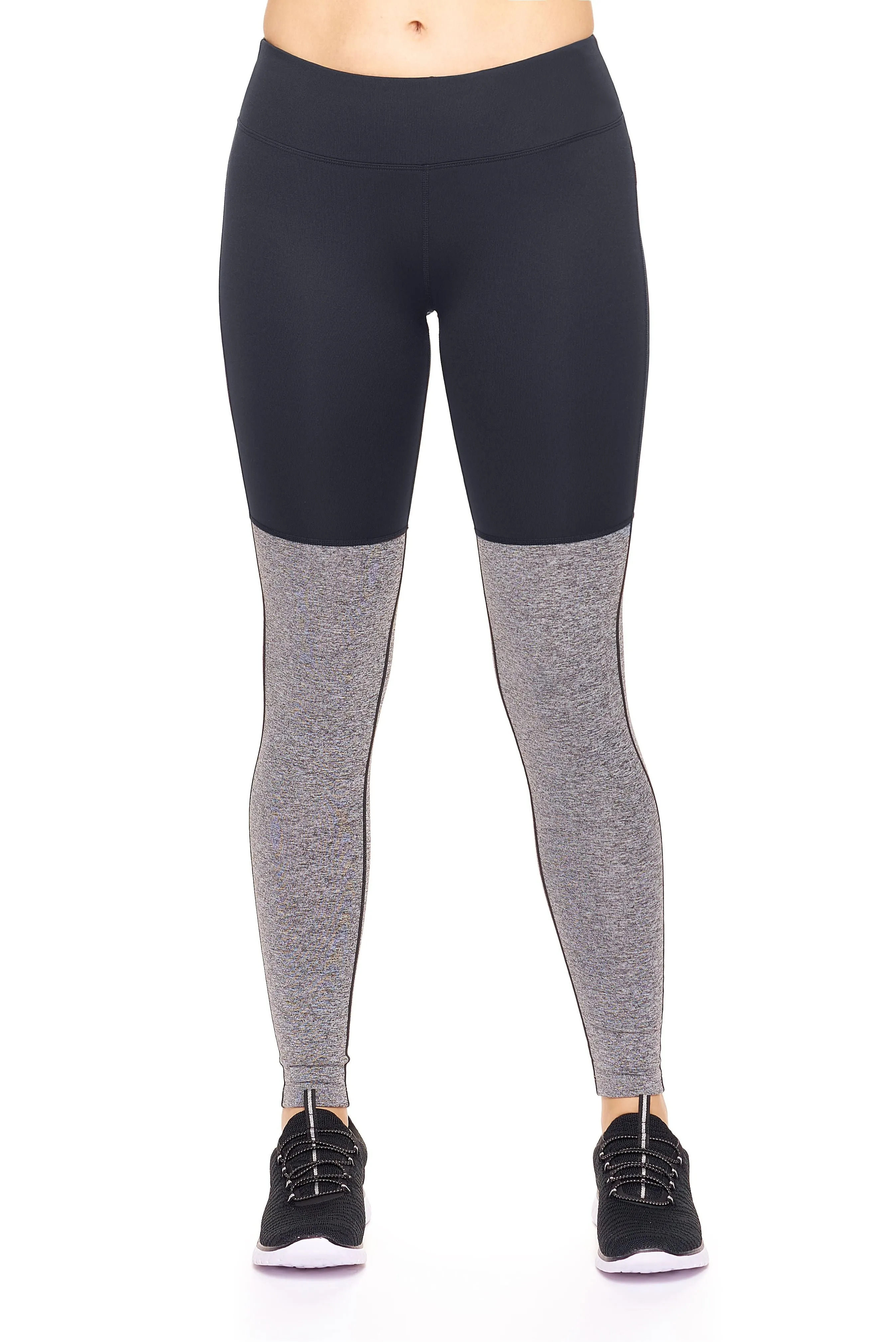 AQ1028 Mid-Rise Heather Colorblock Leggings