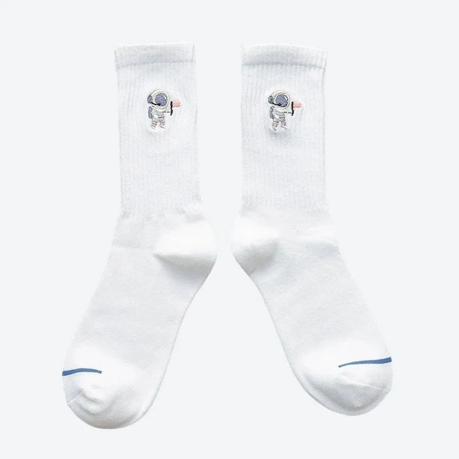 Astronaut Embroidered Casual Socks