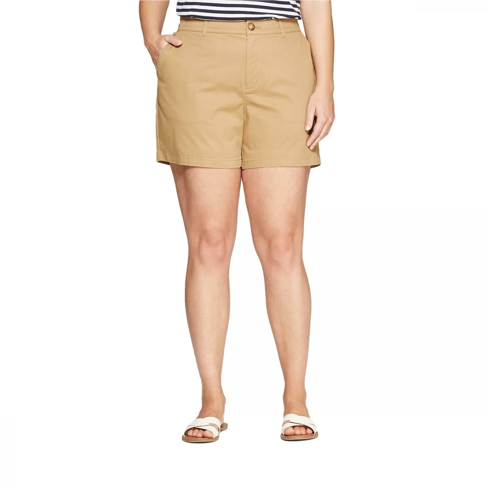 Ava & Viv Women's Plus Size 5 Inch Chino Shorts with Comfort Waist