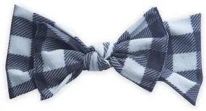 Baby Bling Grey & Black Plaid Printed Knot Headband
