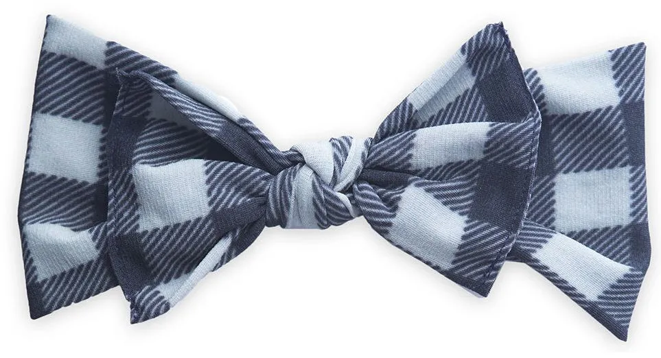 Baby Bling Grey & Black Plaid Printed Knot Headband