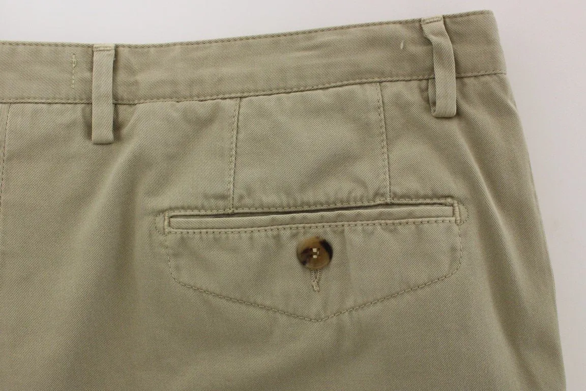 Beige Cotton Casual Chinos Pants