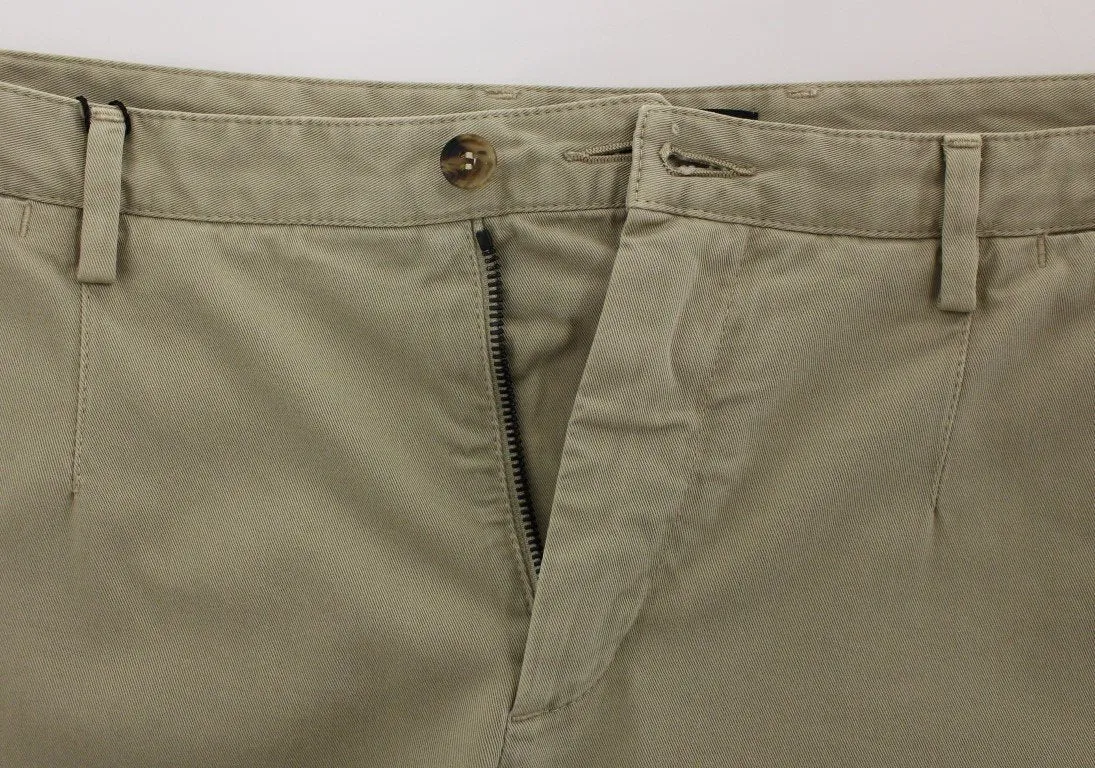 Beige Cotton Casual Chinos Pants
