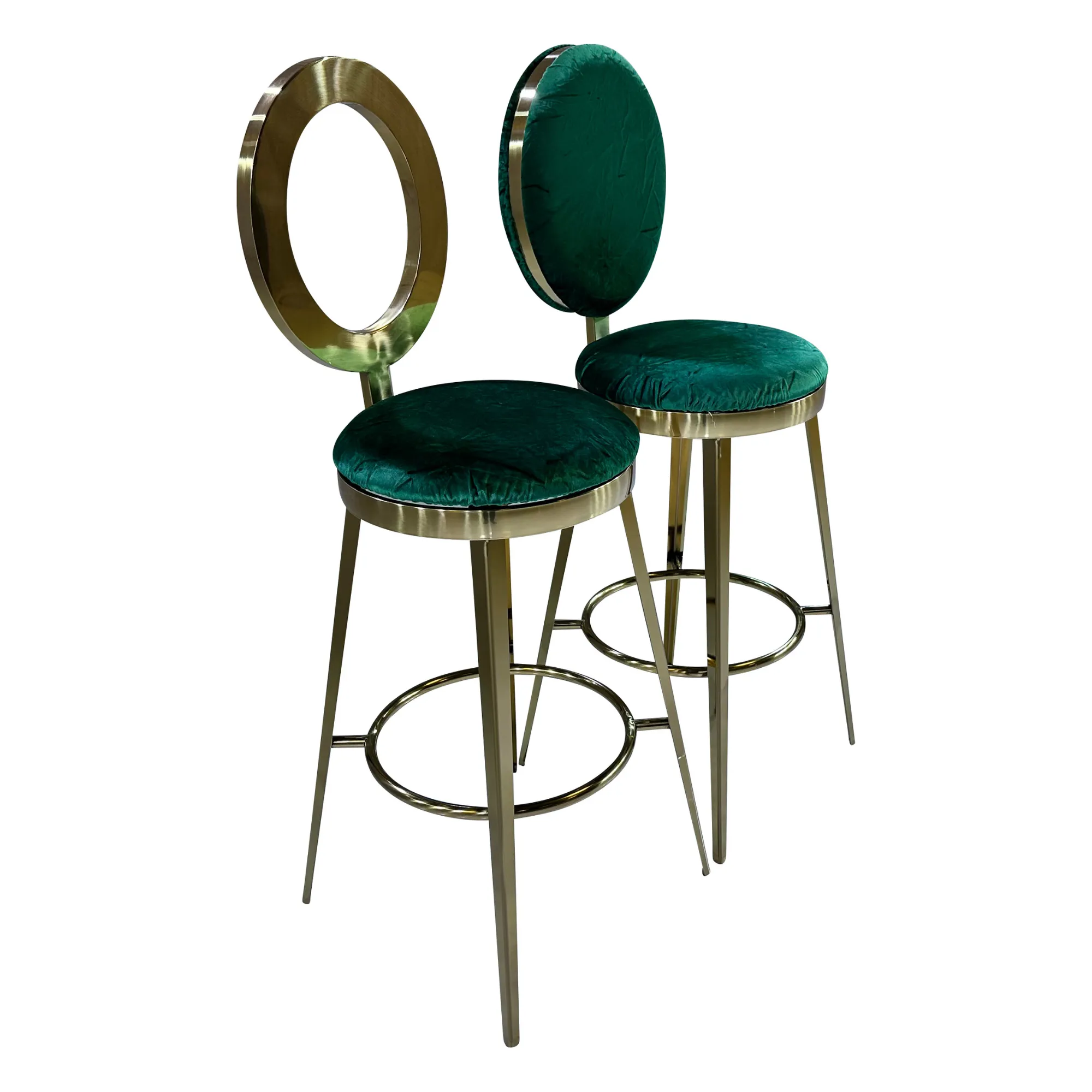 BELLAGIO BARSTOOL - GOLD W/ EMERALD VELVET CUSHION