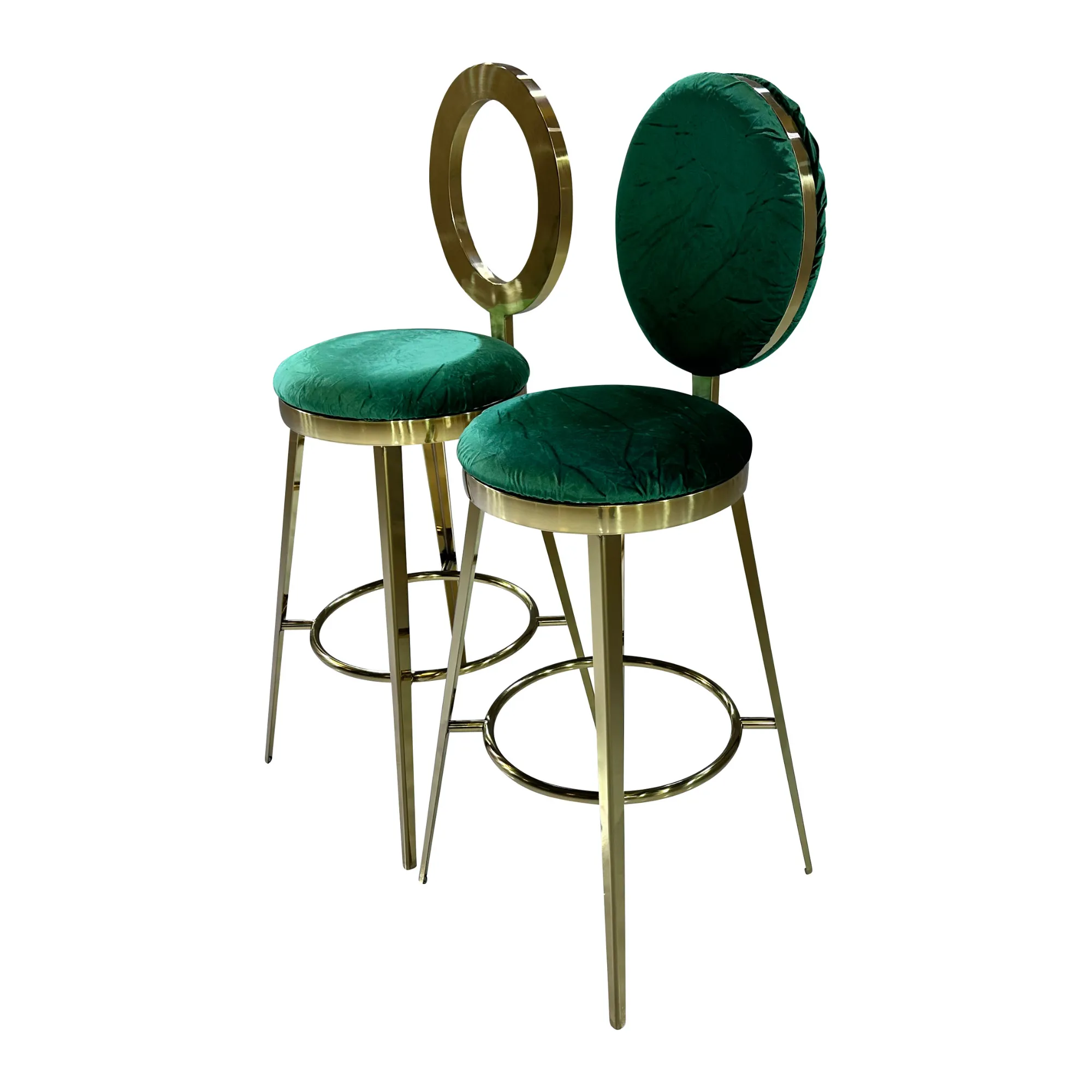 BELLAGIO BARSTOOL - GOLD W/ EMERALD VELVET CUSHION