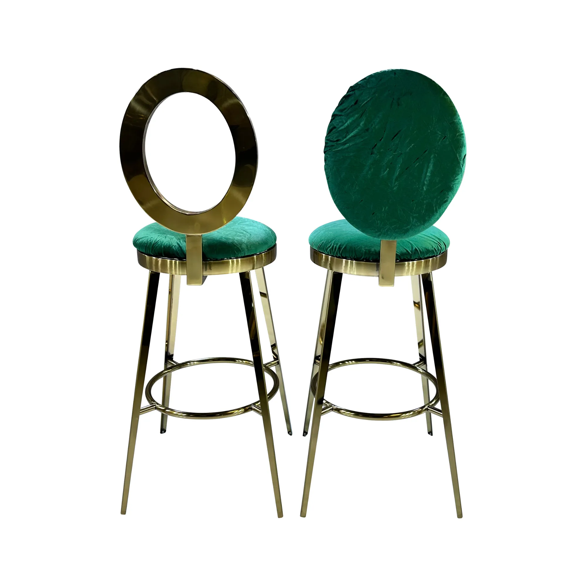 BELLAGIO BARSTOOL - GOLD W/ EMERALD VELVET CUSHION