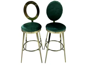 BELLAGIO BARSTOOL - GOLD W/ EMERALD VELVET CUSHION