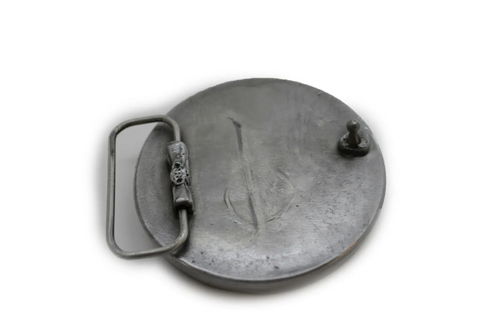Belt Buckle Silver Metal Grey Skeleton Skull Motorcycle Biker Bones Men