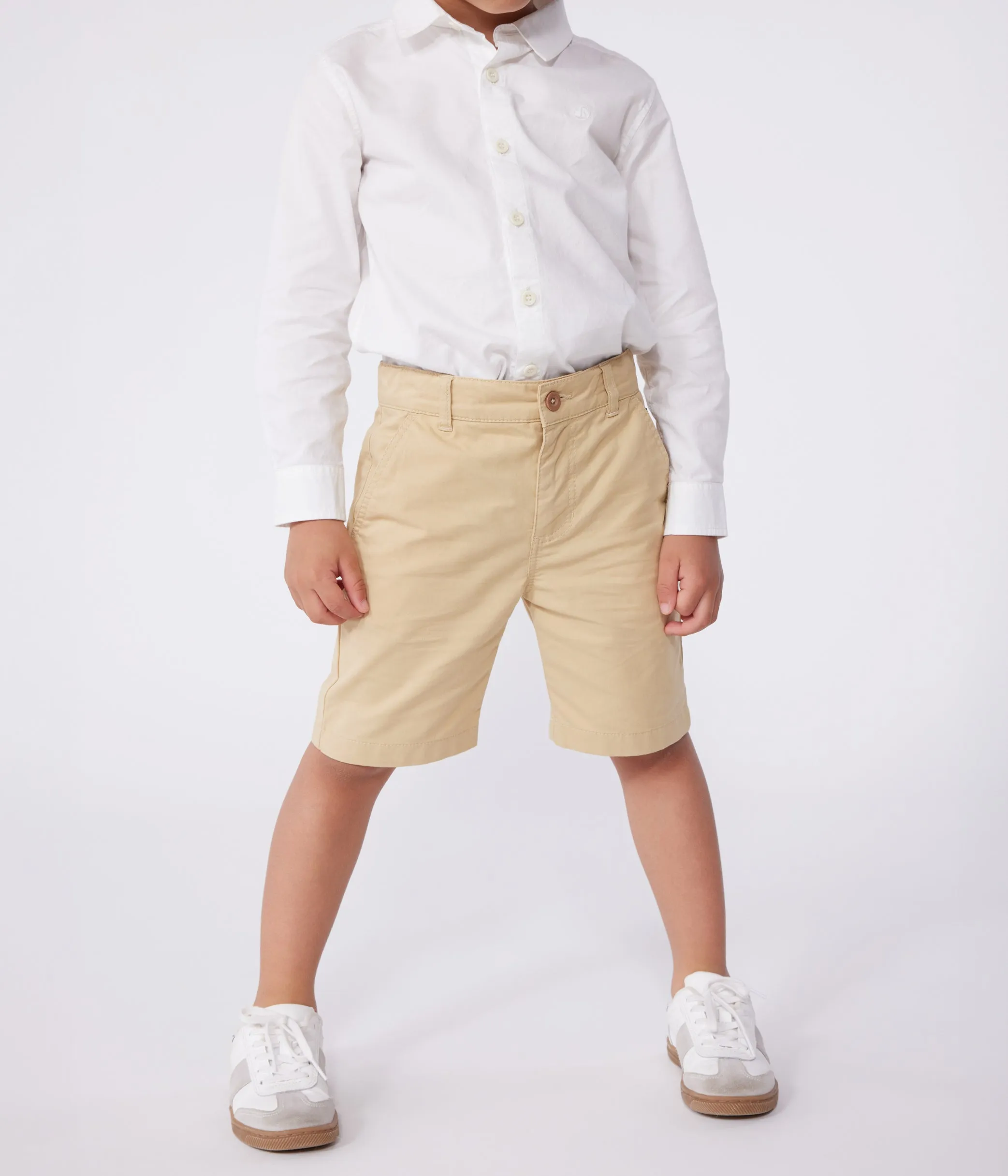 BERMUDA BAMBINO IN TELA BEIGE DI COTONE