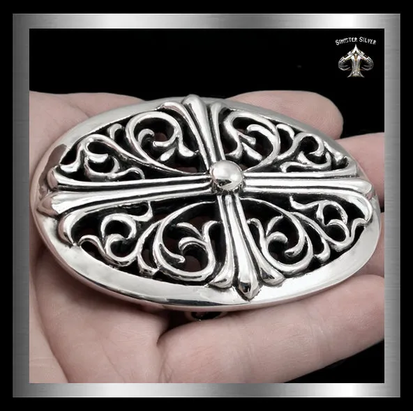 Biker Maltese Cross Sterling Silver Belt Buckle Quarter Pound
