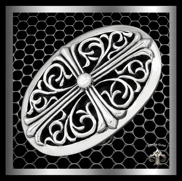 Biker Maltese Cross Sterling Silver Belt Buckle Quarter Pound