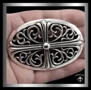 Biker Maltese Cross Sterling Silver Belt Buckle Quarter Pound