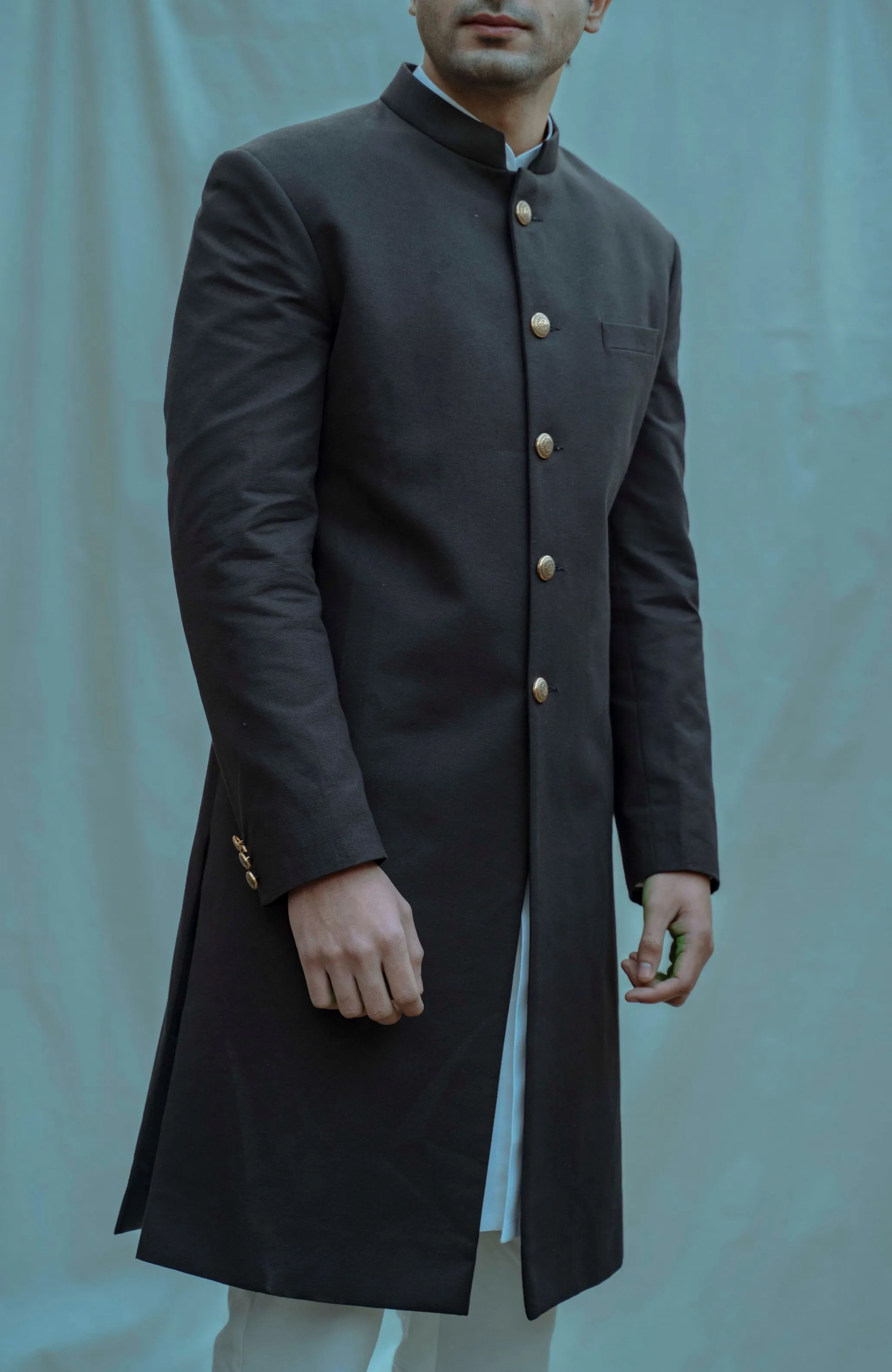 Black Classic Bandhgala Achkan Set
