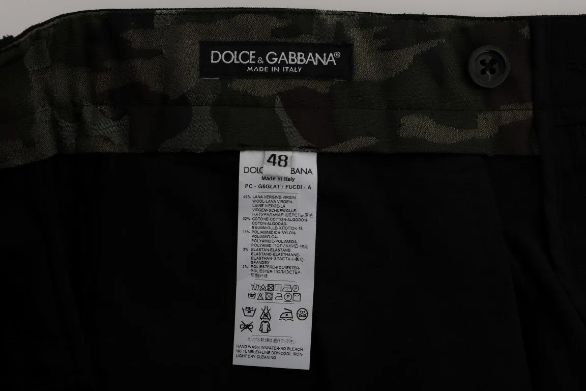 Black Cotton Stretch Cargo Pants