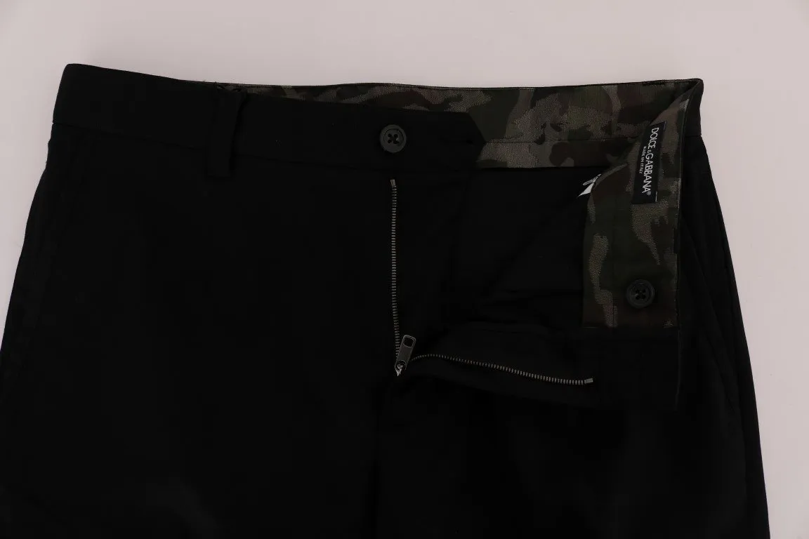 Black Cotton Stretch Cargo Pants